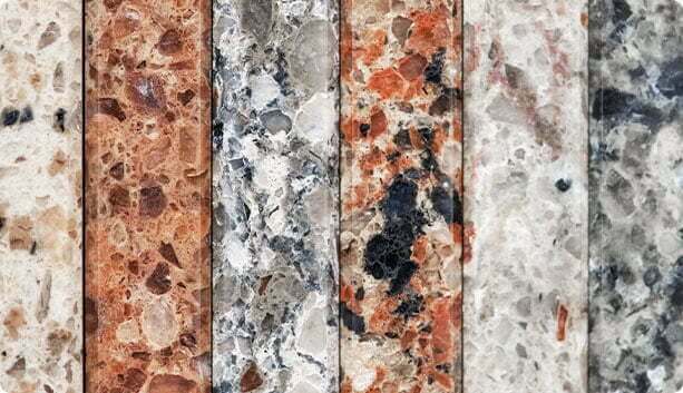 Selection of granite samples showing side profiles