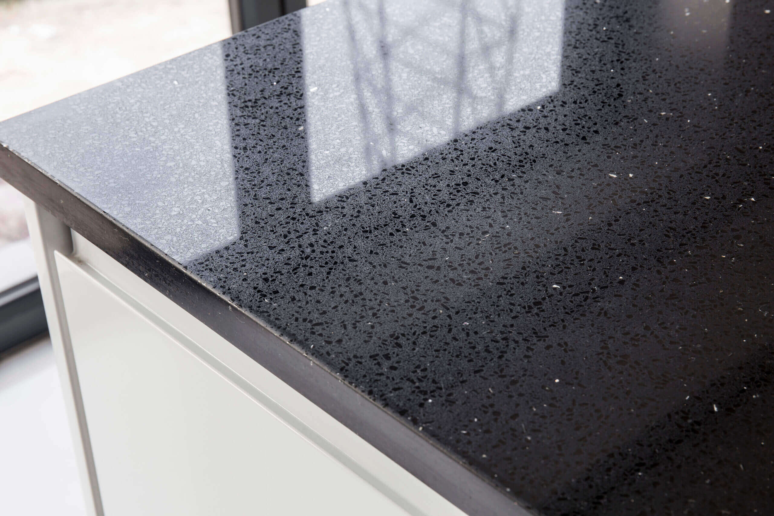 Close Up of Black Granite Worktop